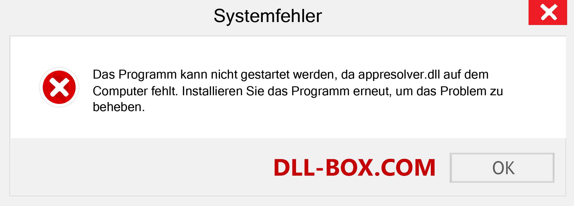 appresolver.dll-Datei fehlt?. Download für Windows 7, 8, 10 - Fix appresolver dll Missing Error unter Windows, Fotos, Bildern