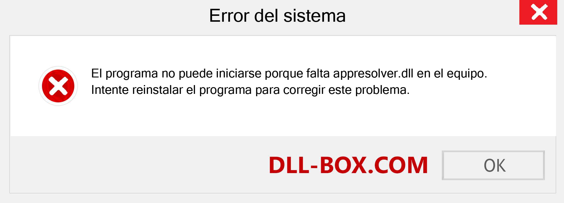 ¿Falta el archivo appresolver.dll ?. Descargar para Windows 7, 8, 10 - Corregir appresolver dll Missing Error en Windows, fotos, imágenes