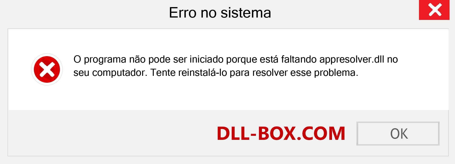 Arquivo appresolver.dll ausente ?. Download para Windows 7, 8, 10 - Correção de erro ausente appresolver dll no Windows, fotos, imagens